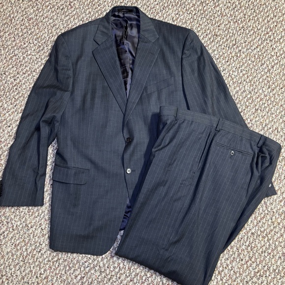 Joseph Abboud Dark gray Suit Chalkstripe 44L/38 Waist Wool Jacket Pants … - Picture 1 of 15
